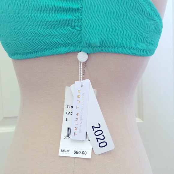 NWT TRINA TURK Cabana Teal Bikini Top SZ 8 - Picture 7 of 11